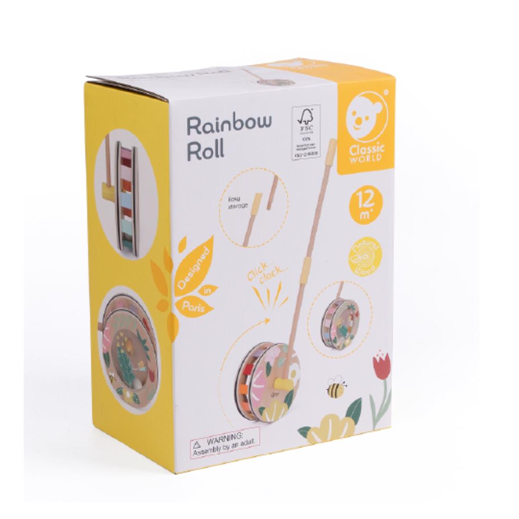 Classic World Rainbow Roll Wooden Push Toy